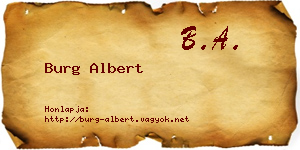 Burg Albert névjegykártya